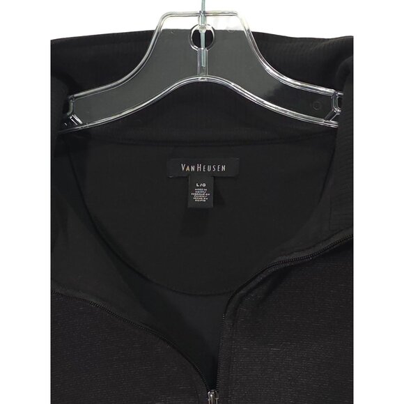 Van Heusen Men's Black Half-Zip Long Sleeve Pullover Sweatshirt L/G Size - Picture 3 of 15